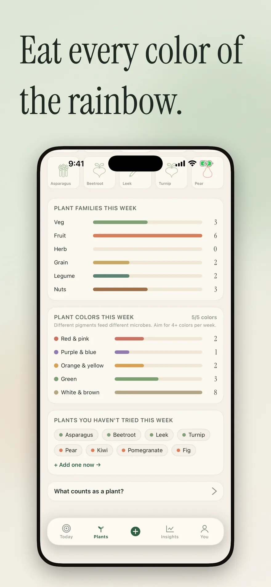 Variety screen: plant families and plant colors this week